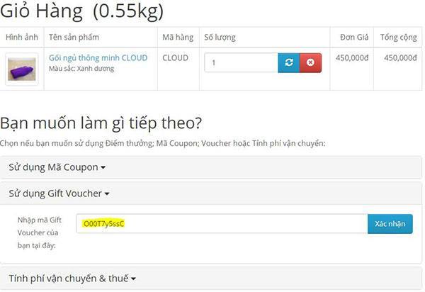 Sử dụng Gift Voucher