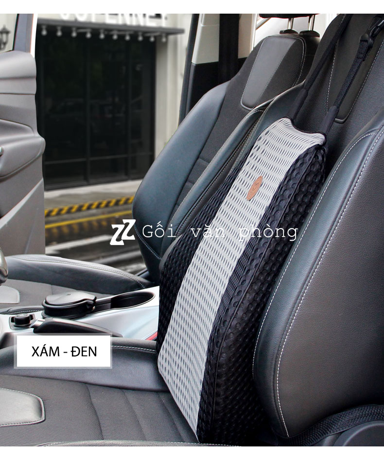 đệm lưng ô tô xám