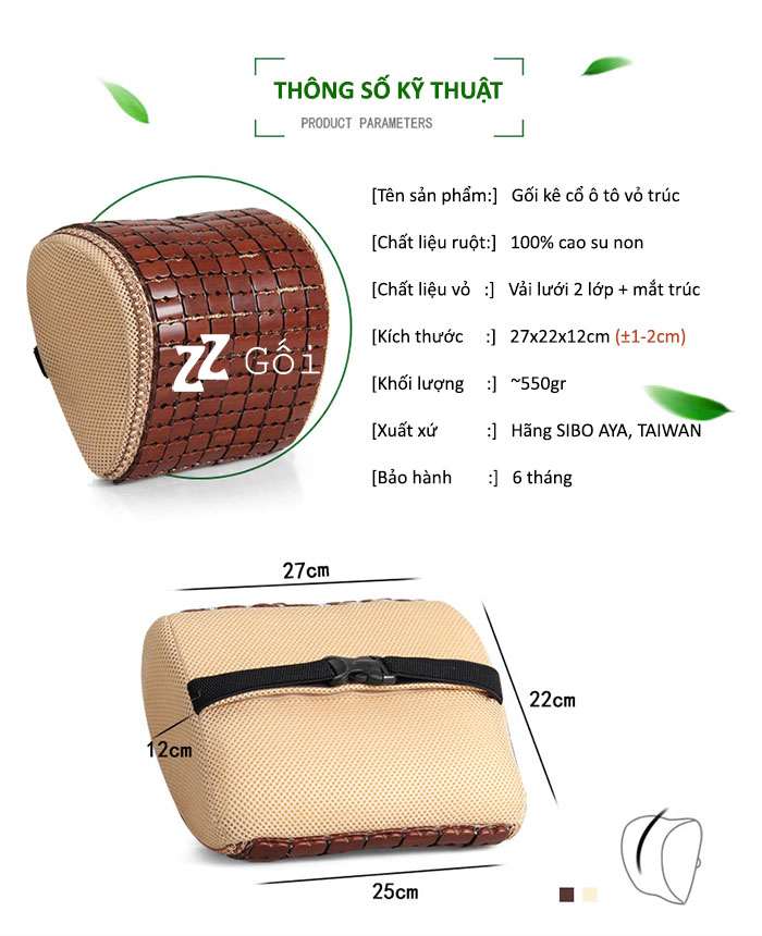 Thông số gối ô tô Thông số gối ô tô